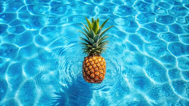 fun and carefree atmosphere with a pineapple floating on the water
