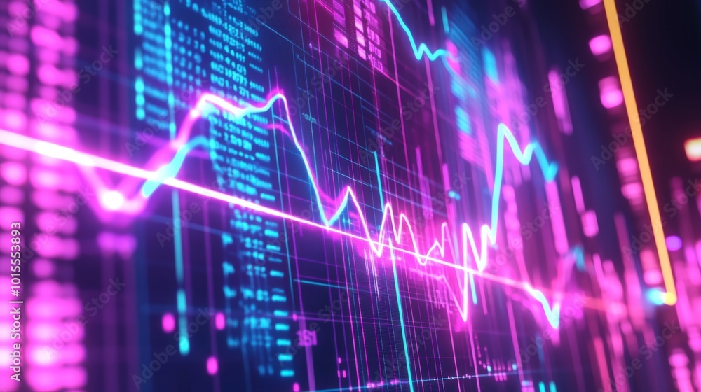 Poster vibrant data visualization with graph lines and colors