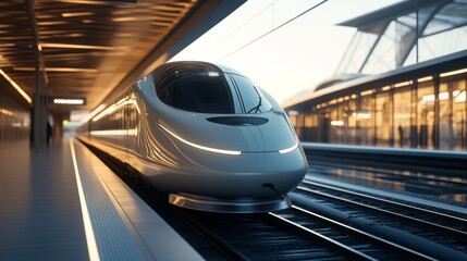 Modern High-Speed Train at Station Platform