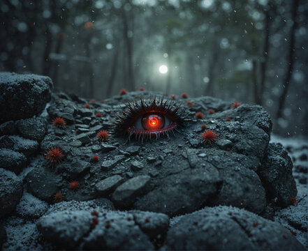 Mystic Eye Amidst the Winter Woods
