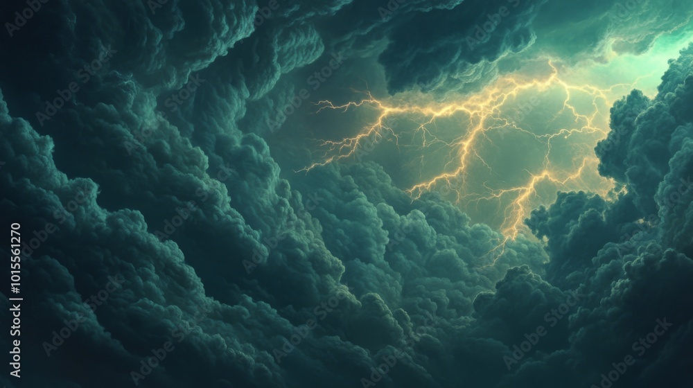 Poster dramatic storm clouds with lightning display