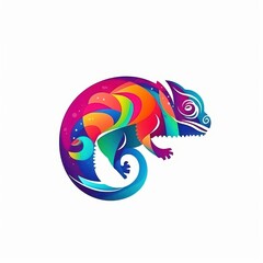 Obraz premium Colorful Chameleon Vector Illustration - Vibrant Animal Design for Logo and Branding