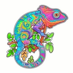Naklejka premium Colorful Chameleon Vector Illustration - Vibrant Animal Design for Logo and Branding