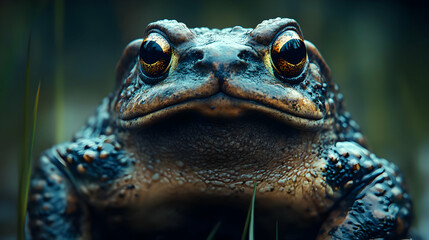 Close Up of a Toad with Golden Eyes Realistic Image