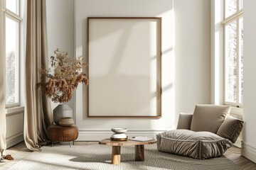 Fototapeta premium The room is decorated with a potted plant and a hanging plant, generative ai image