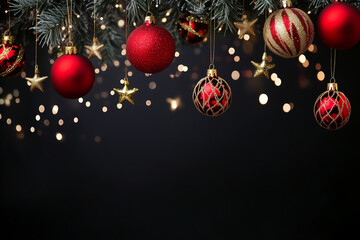 Fototapeta premium Merry Christmas and Happy New Year Festive Background with Holiday Greetings, Snowflakes, and Sparkling Winter Wonderland Celebration