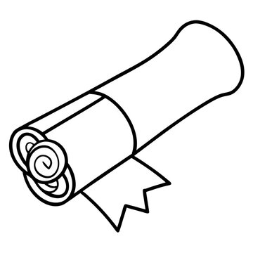 recommend clip art: Diploma scroll line art vector illustration