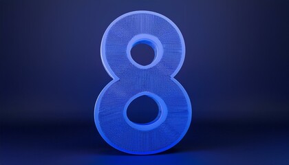 Number 8 of blue color. 3d Render illustration 