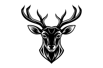  Deer head stylized logo silhouette minimalistic vector art illustration 