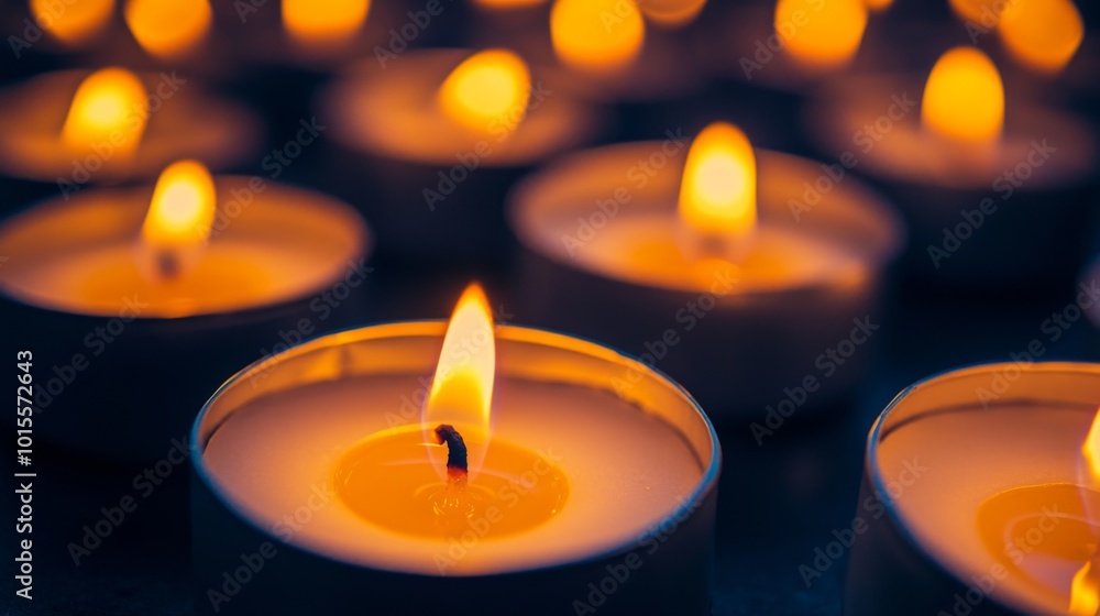 Poster soft glow of candles in dim light setting