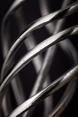 Close-up of metal wires in an abstract arrangement. Macro shot for design and print.