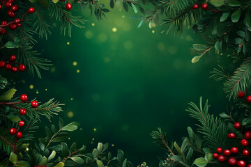 Christmas tree branches background with festive green holiday foliage for seasonal decoration