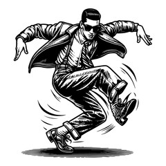 Fototapeta premium Energetic dancer in retro style. Raster, generative ai.