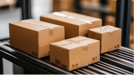 A panoramic view of a state-of-the-art distribution center with automated sorting systems, highlighting modern technology in supply chain management. --chaos 70