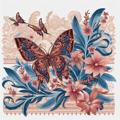 butterfly and flowers