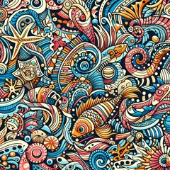 seamless pattern with ocean life