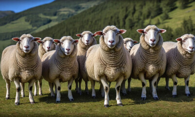 Fototapeta premium herd of sheep in the mountains