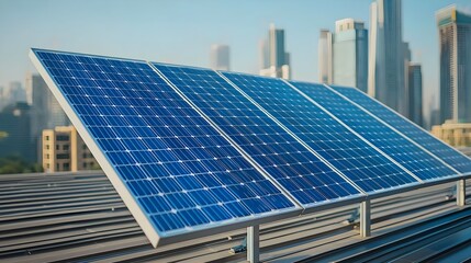 Solar Panels City Rooftop