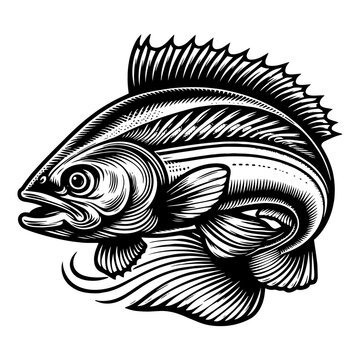 recommend clip art: Detailed illustration of a fish with intricate patterns on white background. Raster, generative ai.