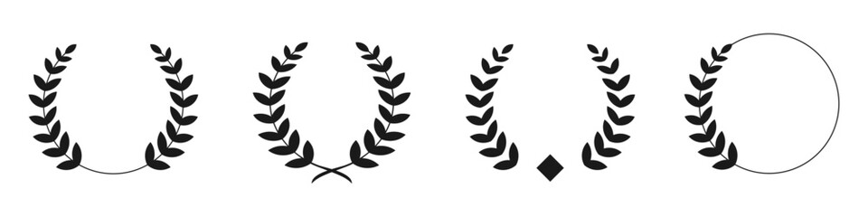 laurel icon vector design, achievement, award, editable wreath symbol, illustration, graphic, vintage, circular flower