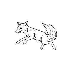 Dynamic Leaping Fox Vector Illustration - Detailed Black and White Animal Silhouette Design for Wildlife Art, Logos, and Tattoos