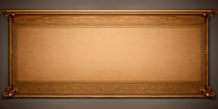 Papyrus scroll, royal banner, paper parchment background with old texture. Isolated medieval letter, game asset, vintage roll with wooden frame for map, spell, ancient manuscript, Realistic 3d 