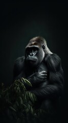 Cinematic Portrait of a Gorilla, Powerful Wildlife Photography with Dark Atmosphere