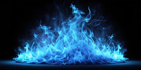 Glowing blue fire with sparks flying