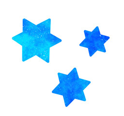 Obraz premium 青い星空｜シンプルな六角形の星 