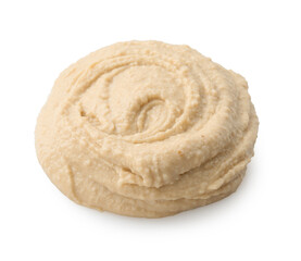 Sample of delicious hummus isolated on white