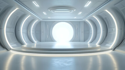 Fototapeta premium Futuristic White Room 3D Render