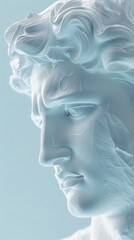 Classic Marble Statue in Soft Lighting, Timeless Sculpture with Minimalist Background