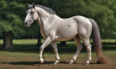 white horse in the field