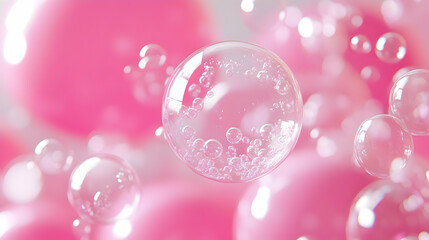 Abstract Background with Pink and White Bubbles