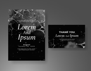 Wedding invitation with Abstract splashed watercolor background