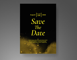 Wedding invitation with Abstract splashed watercolor background