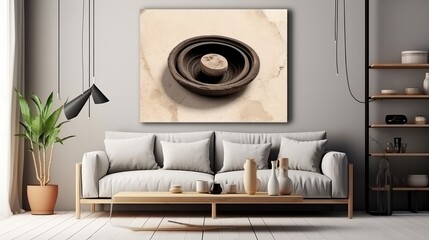 Minimalist Zen Interior Decor with Natural Elements and Abstract Art