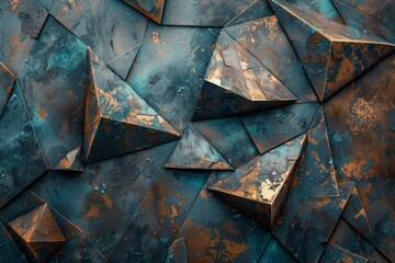 Metallic and geometric shapes oil painting texture background panorama banner
