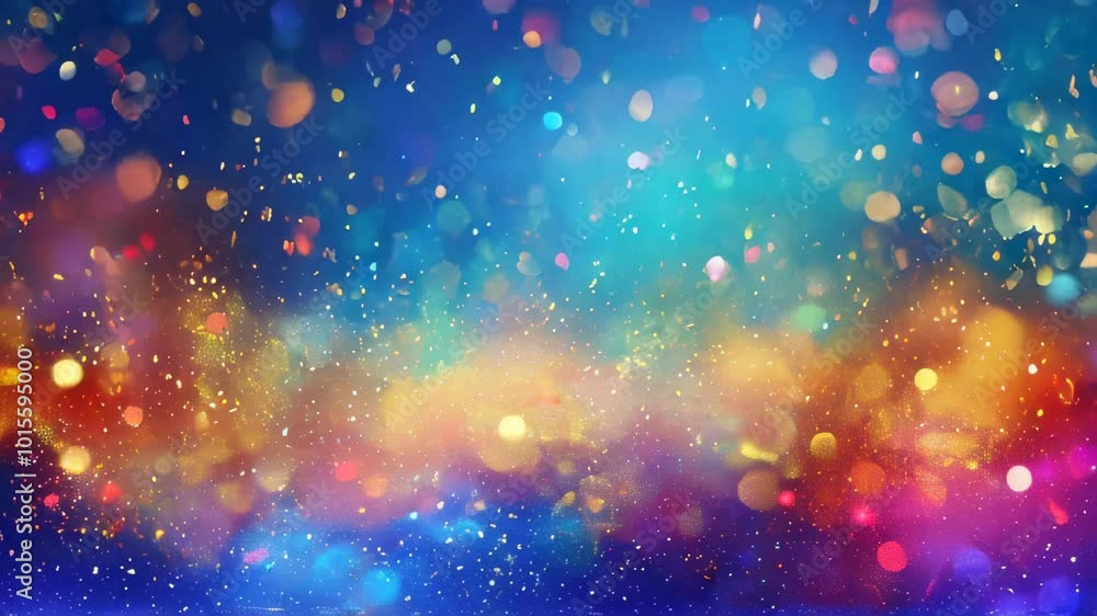 Poster a vibrant abstract background featuring colorful bokeh lights, creating a festive and energetic visu