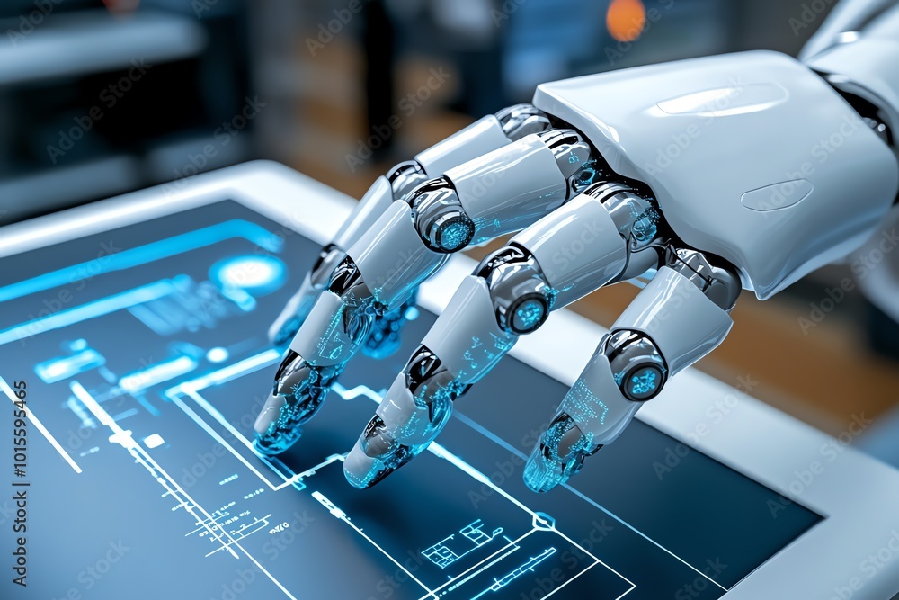 Aufkleber futuristic healthcare facility with advanced ai and robotic surgery systems, showing how technology 