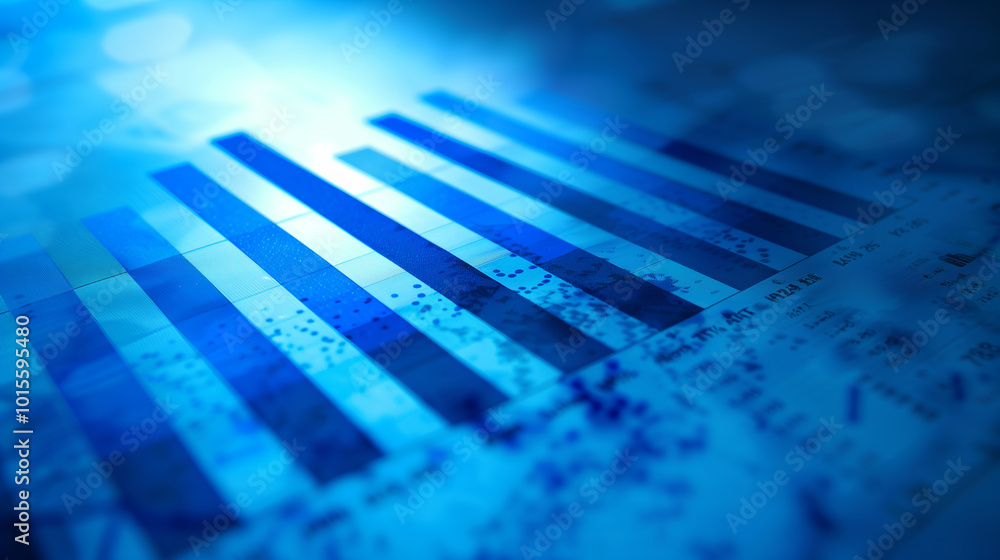 Poster blue business background with business data graphs analytics