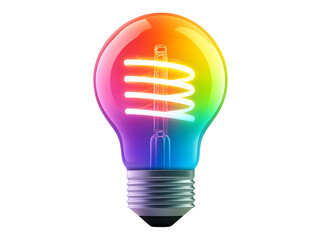 Fototapeta premium A vibrant, colorful light bulb with an innovative spiral design, representing creativity and modernity, on a white isolated background.