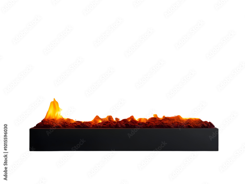 Poster realistic flame effect on a black platform, creating a dynamic and vibrant visual display.