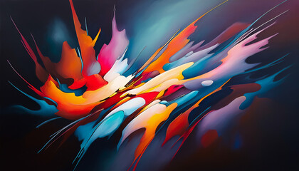  Abstract art featuring vivid colors, flowing shapes, and energetic patterns