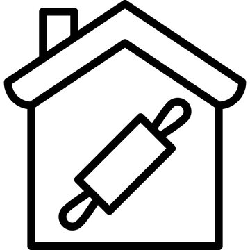 rolling pin inside house outline clip art preview