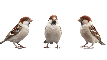 Sparrows are small, social birds known for their brown and white plumage, often seen in urban areas. Their lively presence adds charm to any environment
