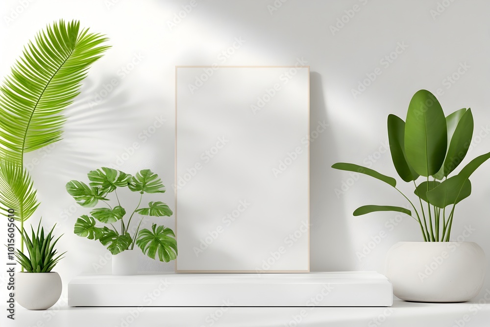 Poster minimalist and stylish geometric banner design with empty title space at the top and blank call to a