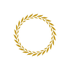 Minimalistic Circular Laurel Wreath Decoration. This versatile design element is ideal for creating prestigious emblems, badges, and certificates.