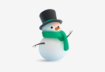 Snowman 3d realistic vector editable file