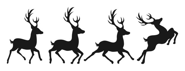 Black silhouette clip art of a deer animal isolated on a white background